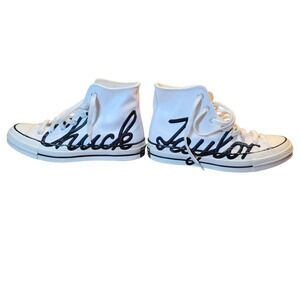 Converse Chuck 70 Hi White Black Signature Script High Top 167696C M 5.5 W 7.5